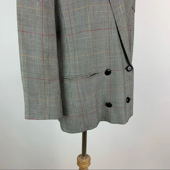Vintage Jones Wear Plaid Double Breasted Blazer Sz 8 - Picture 7 of 14